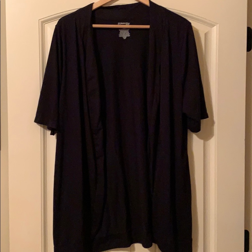 Black open front cotton cardigan to layer with